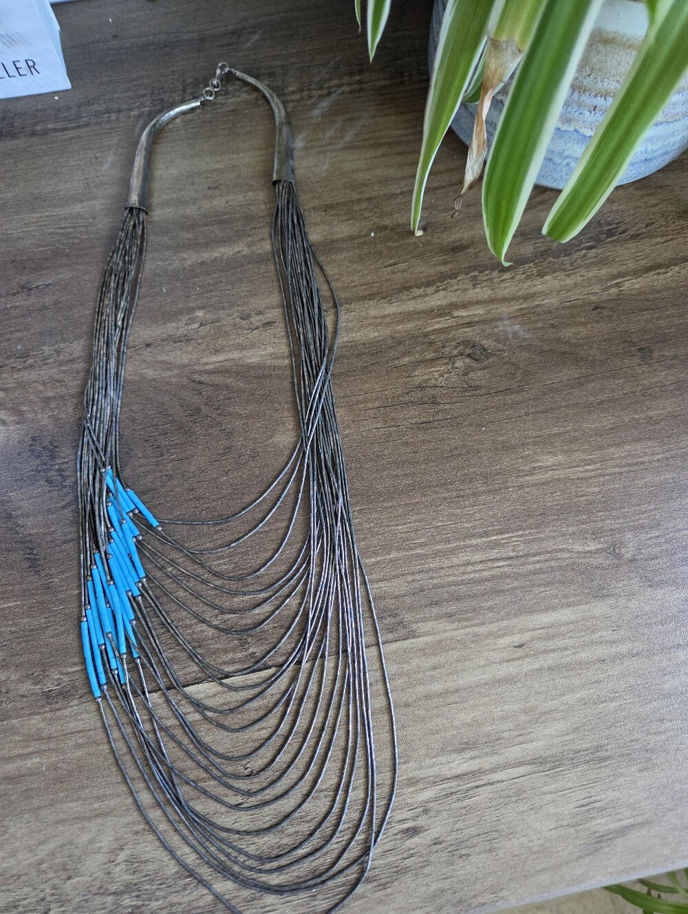 20 Strand Navajo Liquid Silver 925 Sterling Turquoise Bib necklace Native